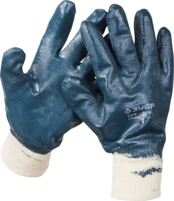 Перчатки ЗУБР рабочие с манжетой, с полным нитриловым покрытием, размер XL (10),  ( 11272-XL )