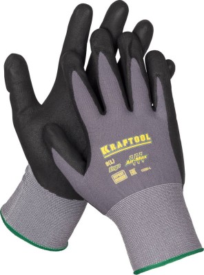 Перчатки KRAFTOOL "EXPERT" нейлоновые, 15 класс, вспененное нитриловое покрытие, L,  ( 11285-L )