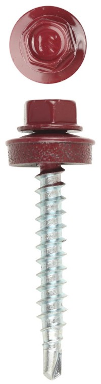 Саморезы СКМ кровельные, RAL 3005 темно-красный, 19 x 5,5 мм, 500 шт, для металлических конструкций, ЗУБР Профессионал,  ( 4-300315-55-019-3005 )