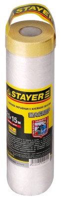 Пленка STAYER "PROFESSIONAL" защитная с клейкой лентой "МАСКЕР", HDPE, 9мкм, 2,1х15м,  ( 12255-210-15 )