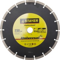 Круг отрезной алмазный STAYER "PROFESSIONAL", сегментный, сухая резка, для УШМ, 22,2х230мм,  ( 3660-230_z01 )