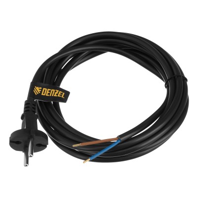 Шнур сетевой Energy Series, ПВС, 3 м, 2 x 1,5 мм, с неразборной вилкой, черный, 3 м Denzel ( 37673 )