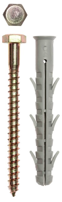 Дюбель рамный нейлоновый, в комплекте с оцинкованным шурупом, шестигранная головка, 10 x 115 мм, 5 шт, ЗУБР Профессионал,  ( 4-301476-10-115 )