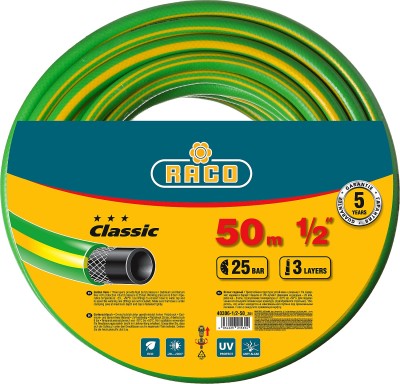 Шланг RACO CLASSIC поливочный, 25атм., армированный, 3-х слойный, 1/2"х50м,  ( 40306-1/2-50_z01 )