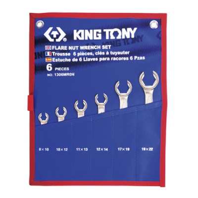 KING TONY Набор разрезных ключей, 8-22 мм, чехол из теторона, 6 предметов ( 1306MRN )