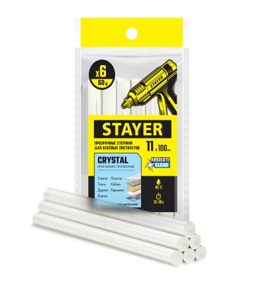 Стержни STAYER "MASTER" для клеевых (термоклеящих) пистолетов, 6шт, 11/100мм,  ( 0682-H6 )