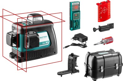 KRAFTOOL LL-3D #3 нивелир лазерный, 3х360° , 20м/70м, IP54, точн. +/-0,2 мм/м, держатель, БП, детектор, в кейсе, ( 34640-4 )