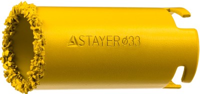 Коронка STAYER "PROFESSIONAL" кольцевая с карбидно-вольфрамовой крошкой, d=33мм,  ( 33345-33 )
