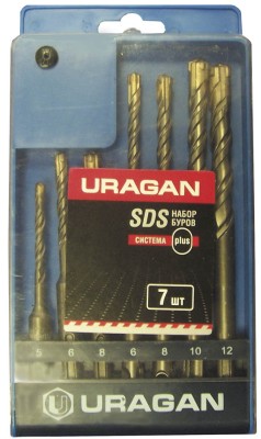 Набор URAGAN Буры по бетону, хвостовик "SDS-Plus", 5х110; 6х110; 6х160; 8х110; 8х160; 10х160; 12х160мм; 7шт  ,  ( 901-25554-H7 )