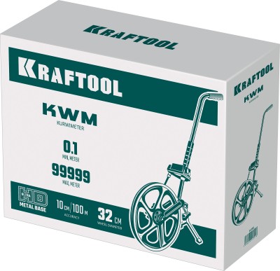 KRAFTOOL 99999м, Измерительное колесо (курвиметр) с металлическим шасси и рукояткой (34756)