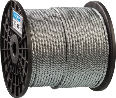 Трос стальной, оцинкованный, DIN 3055, d=6 мм, L=120 м, ЗУБР Профессионал,  ( 4-304110-06 )