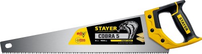 Ножовка по дереву (пила) "Cobra 5" 450 мм, 5 TPI, прямой крупный зуб, быстрый рез поперек волокон, для крупных и средних заготовок, STAYER ( 1506-45_z